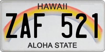 HI license plate ZAF521