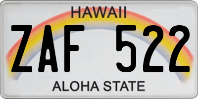 HI license plate ZAF522