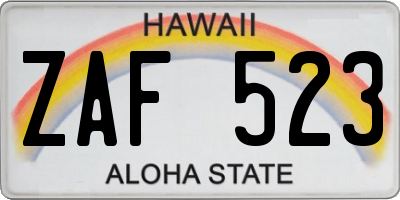 HI license plate ZAF523