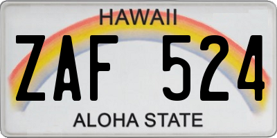 HI license plate ZAF524