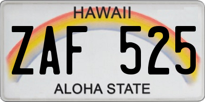 HI license plate ZAF525
