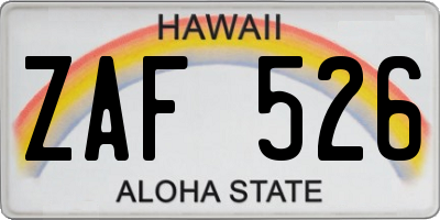 HI license plate ZAF526