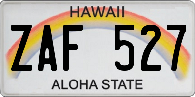 HI license plate ZAF527