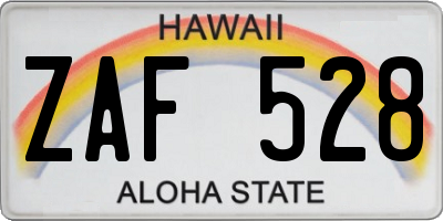 HI license plate ZAF528