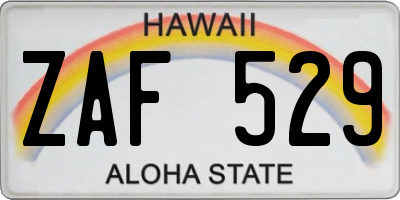 HI license plate ZAF529