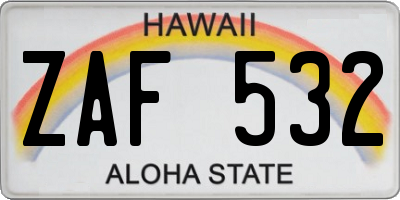 HI license plate ZAF532