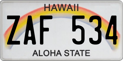 HI license plate ZAF534