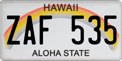 HI license plate ZAF535
