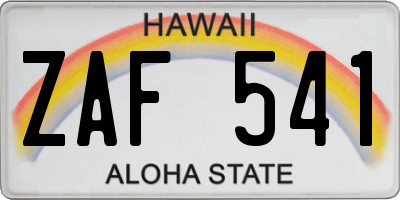 HI license plate ZAF541