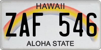 HI license plate ZAF546