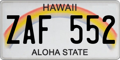 HI license plate ZAF552