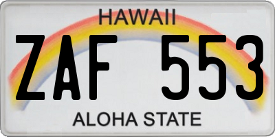 HI license plate ZAF553