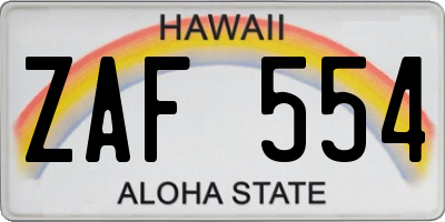HI license plate ZAF554