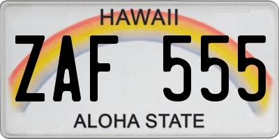 HI license plate ZAF555
