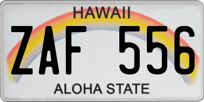 HI license plate ZAF556