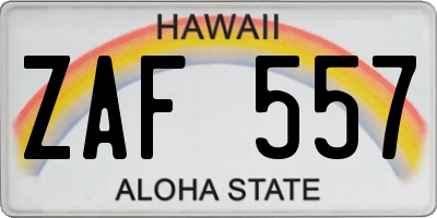 HI license plate ZAF557