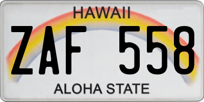 HI license plate ZAF558