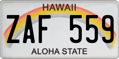 HI license plate ZAF559