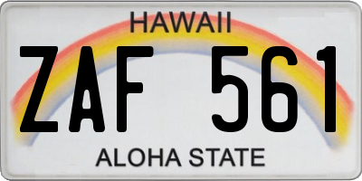 HI license plate ZAF561