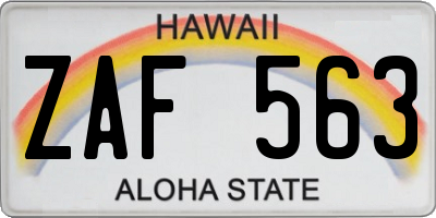 HI license plate ZAF563
