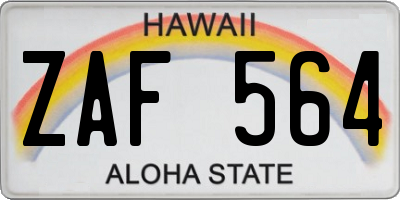 HI license plate ZAF564