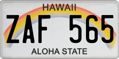 HI license plate ZAF565