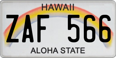 HI license plate ZAF566