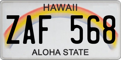 HI license plate ZAF568