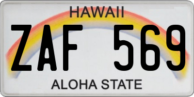 HI license plate ZAF569