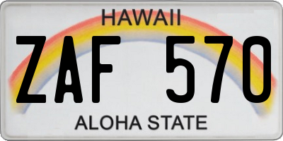 HI license plate ZAF570