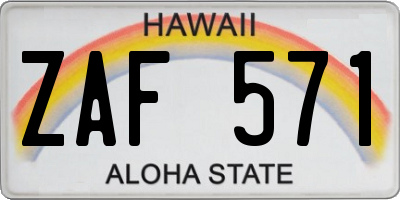 HI license plate ZAF571