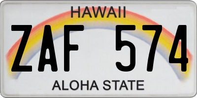 HI license plate ZAF574