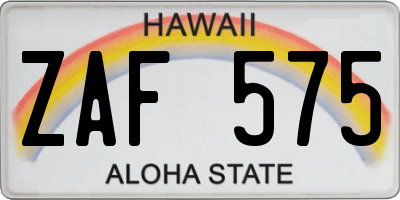 HI license plate ZAF575