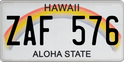 HI license plate ZAF576