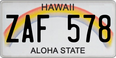 HI license plate ZAF578