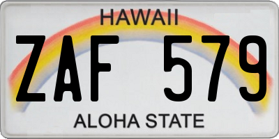 HI license plate ZAF579