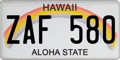 HI license plate ZAF580