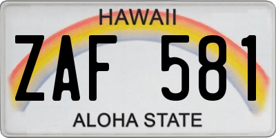 HI license plate ZAF581