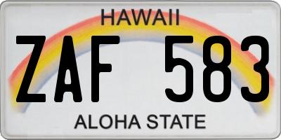 HI license plate ZAF583