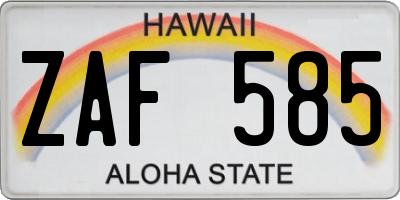 HI license plate ZAF585