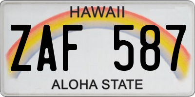 HI license plate ZAF587