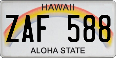 HI license plate ZAF588
