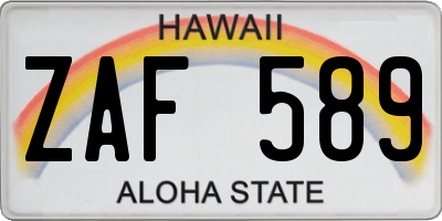 HI license plate ZAF589