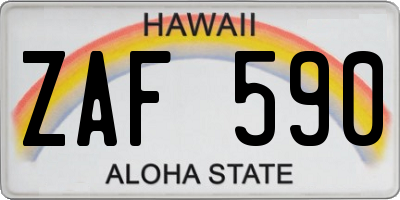 HI license plate ZAF590