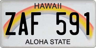HI license plate ZAF591