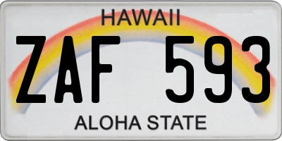 HI license plate ZAF593