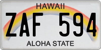 HI license plate ZAF594