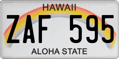 HI license plate ZAF595