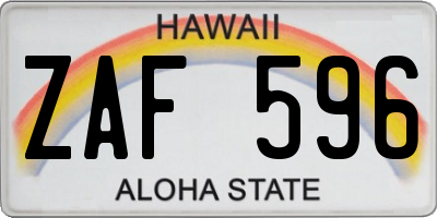 HI license plate ZAF596