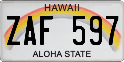 HI license plate ZAF597